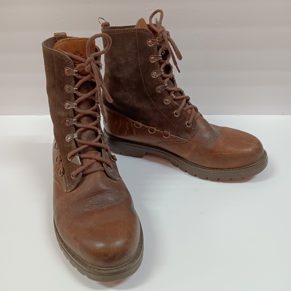 Panama Jack Vintage Brown Distressed Leather & Suede 7-Hole Boots